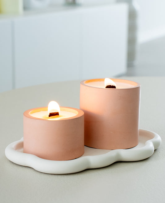 Pack Duo Bougies en pots & Plateau décoratif